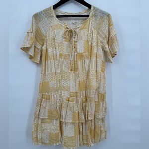 Caslon‎ Yellow Bohemian cotton dress Size S Adorable and in EUC Lined